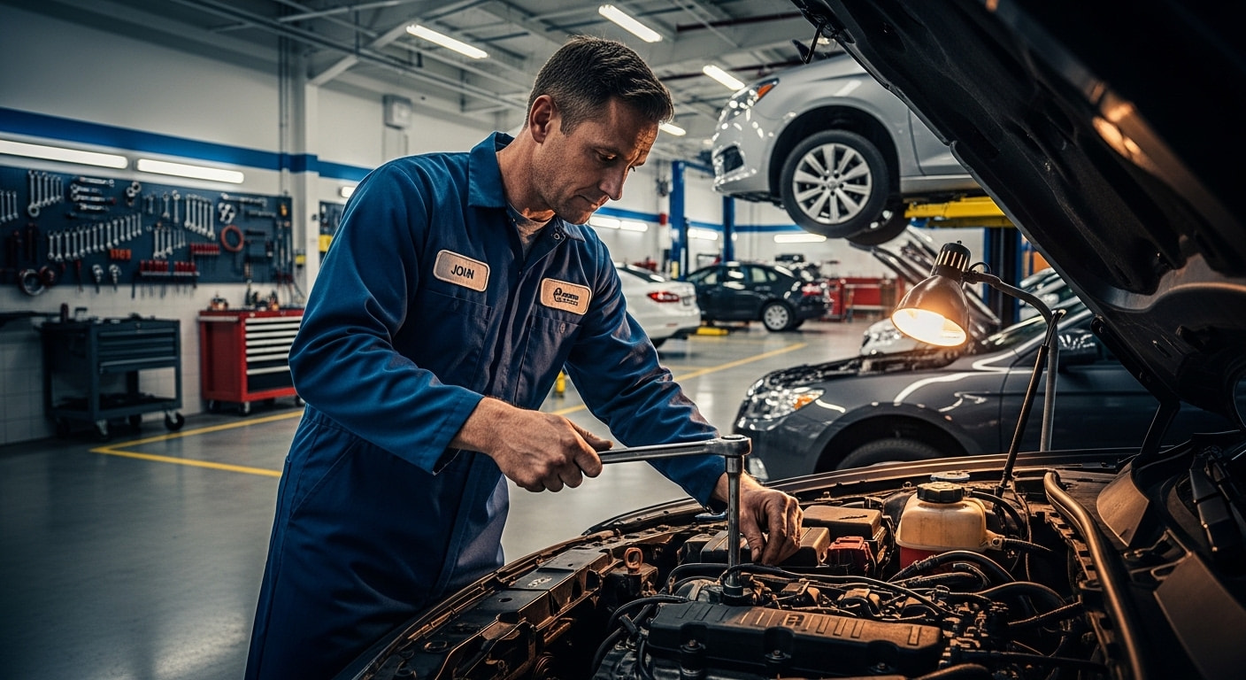 A4 Plus Full Services — mechanic working on a car engine